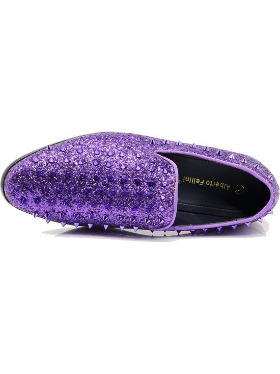 Enzo Romeo Men\'s Purple Rubber Sole Vintage Loafers Slip On Classic Tuxedo Shoes main image 5